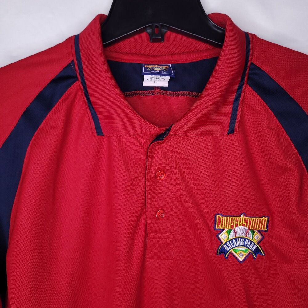 Cooperstown Polo Shirt Mens Large Navy, Red Dreams Park